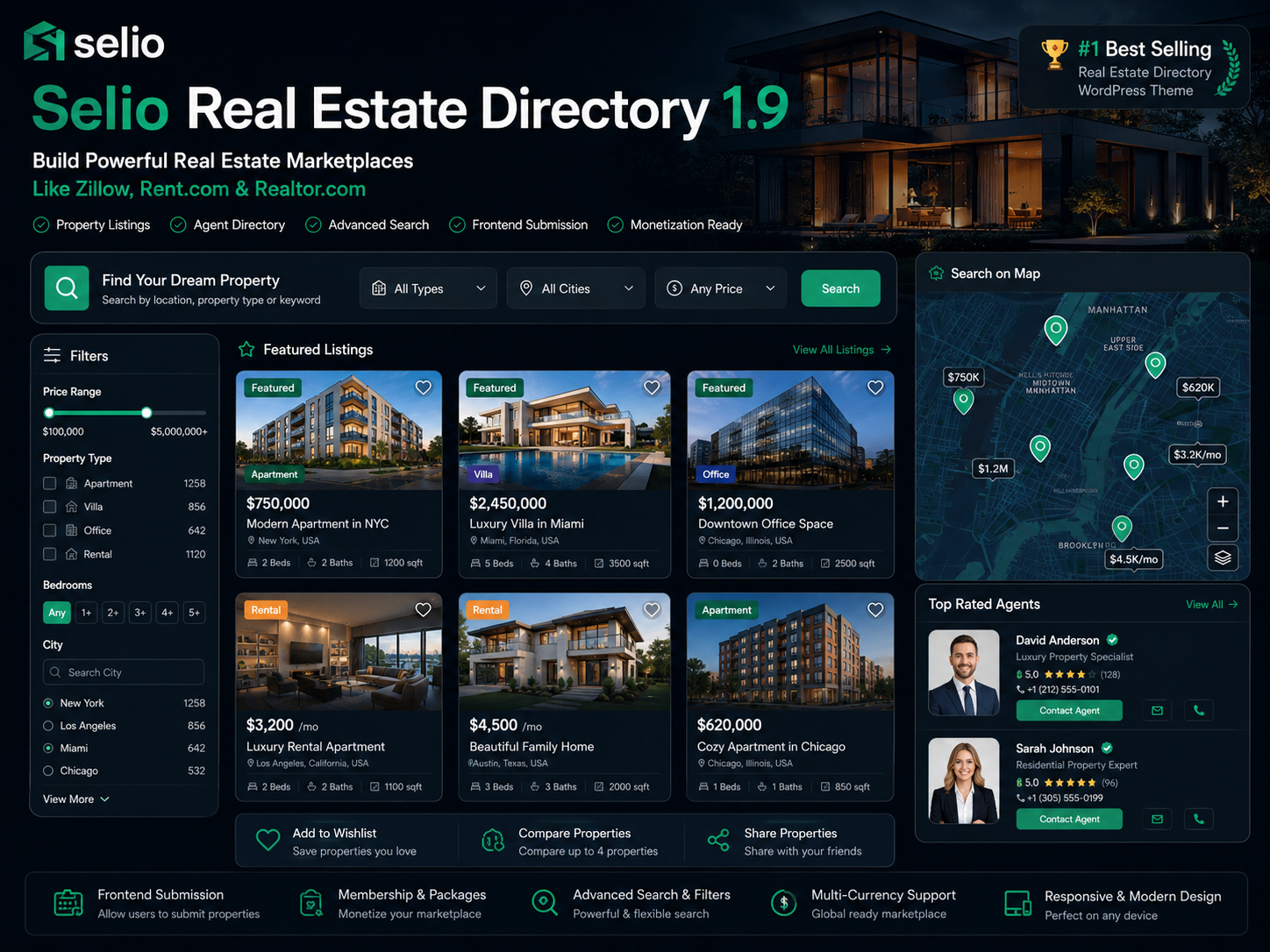 Selio Real Estate Directory 1.9 – Property Listing & Marketplace WordPress Theme