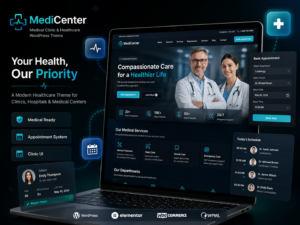 MediCenter – Health & Medical Clinic WordPress Theme (Appointments, Elementor & WooCommerce Ready)