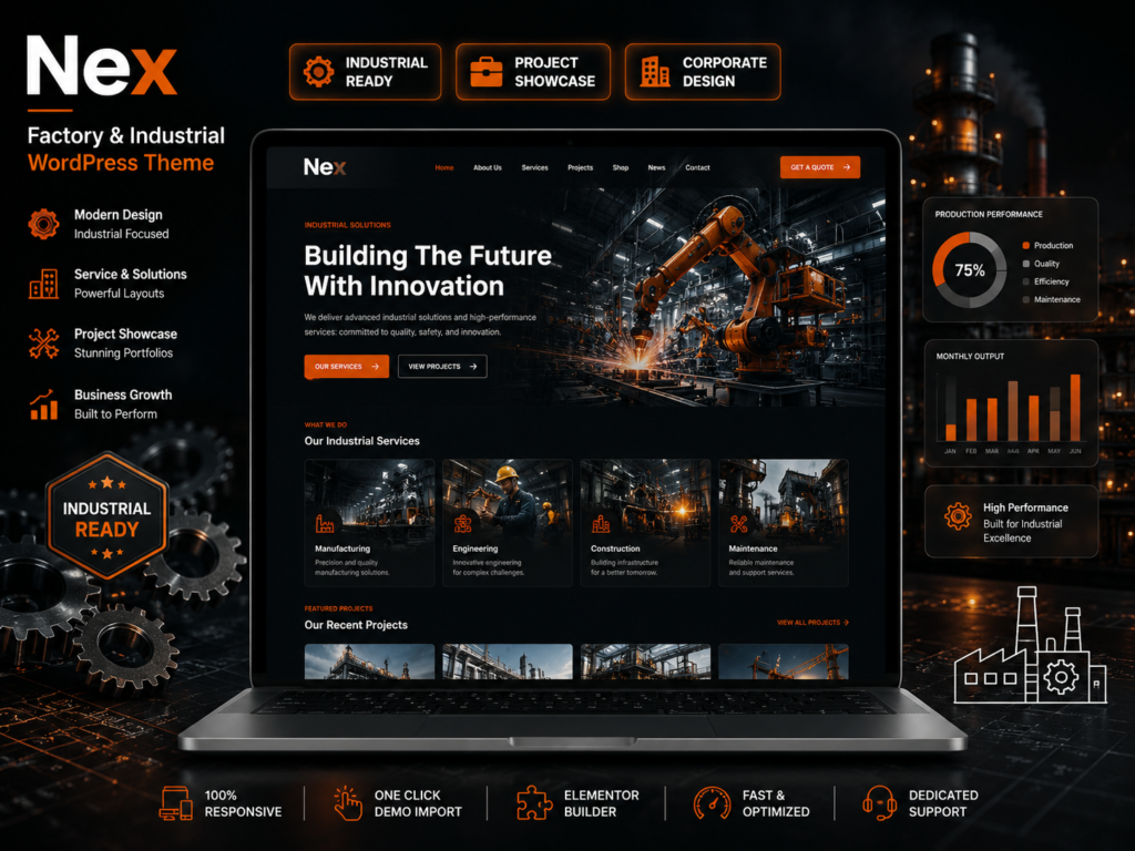 Nex – Factory & Industrial WordPress Theme (Manufacturing, Construction & WooCommerce Ready)