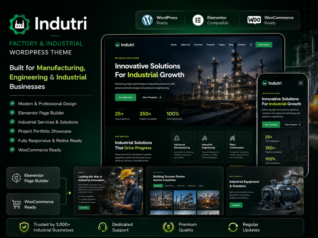 Indutri – Factory & Industrial WordPress Theme (Manufacturing, Engineering & Construction Website Ready)