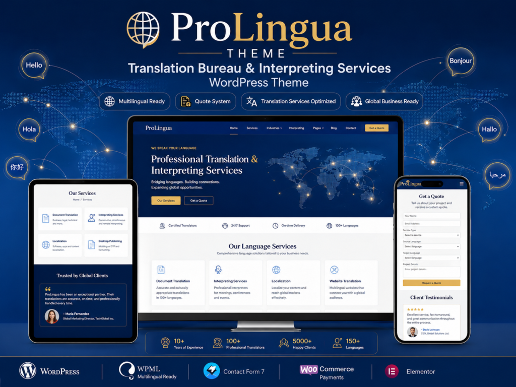 ProLingua Theme – Translation Bureau & Interpreting Services WordPress Theme