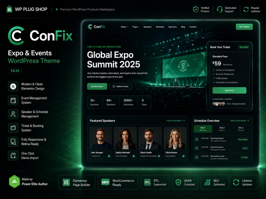 ConFix Theme – Expo, Conference & Events WordPress Theme with Elementor