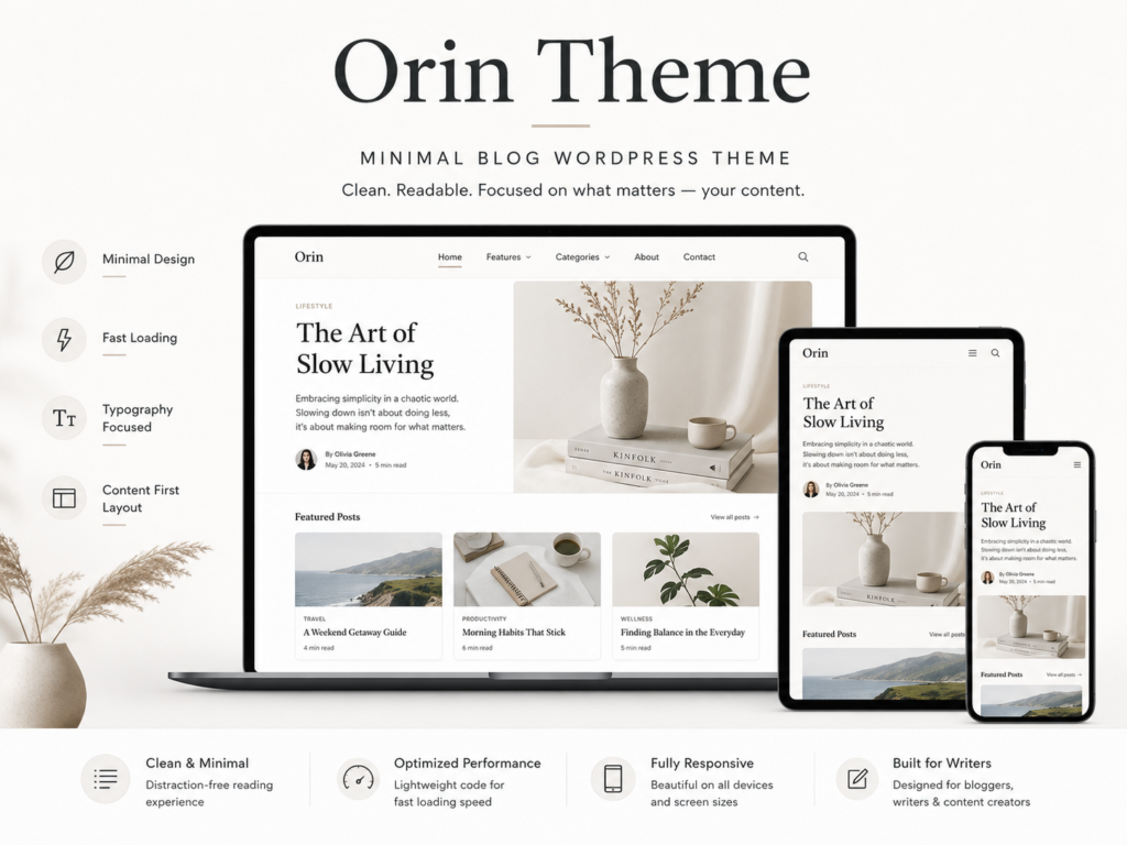 Orin Theme – Minimal Blog WordPress Theme
