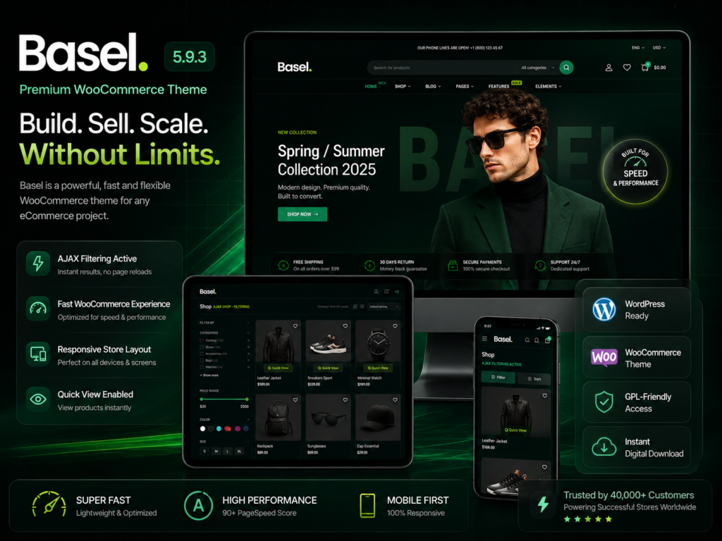 Basel Responsive WooCommerce Theme 5.9.3 – Fast AJAX eCommerce WordPress Store Builder
