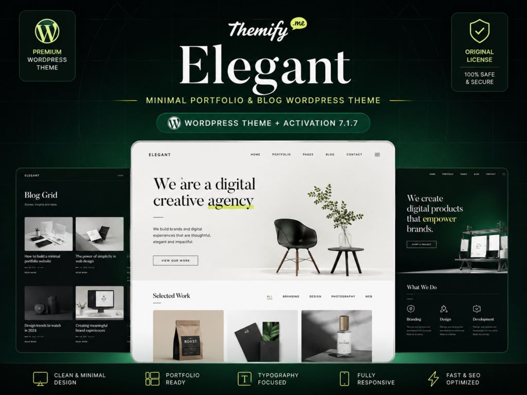 Themify Elegant WordPress Theme + Activation 7.1.7 – Minimal Portfolio & Blog Builder Theme