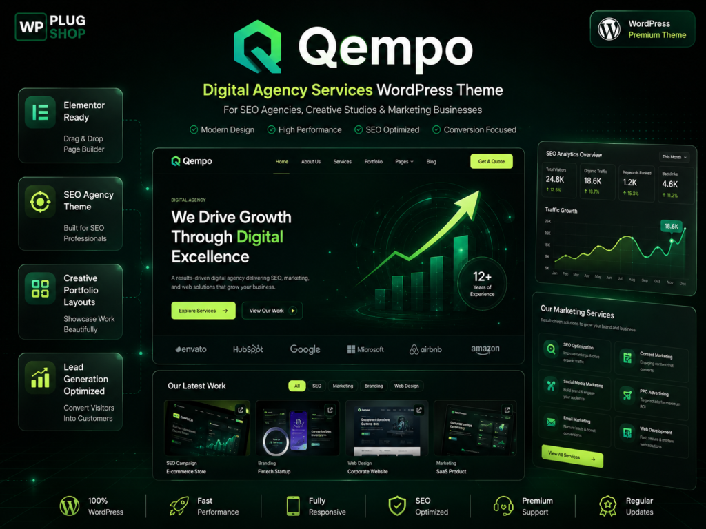 Qempo – Digital Agency Services WordPress Theme for SEO & Creative Businesses
