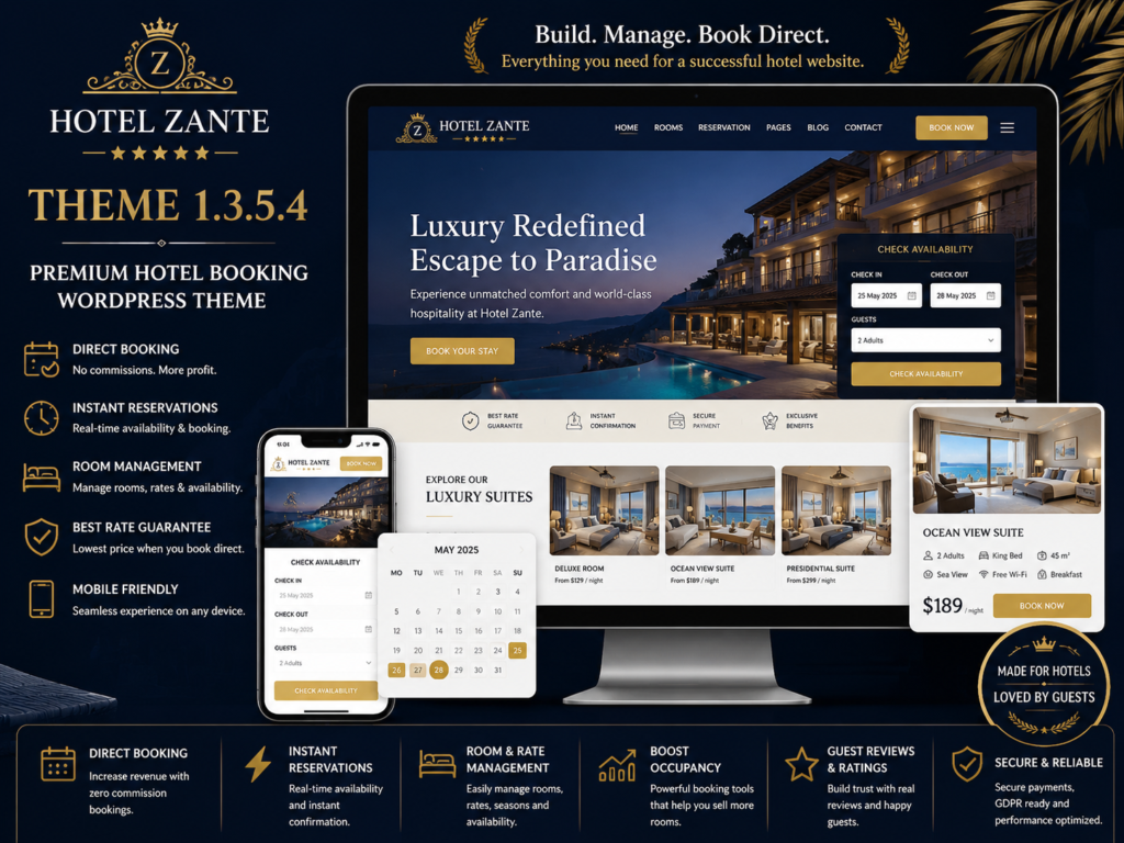 Hotel Zante Theme 1.3.5.4 – Hotel Booking WordPress Theme