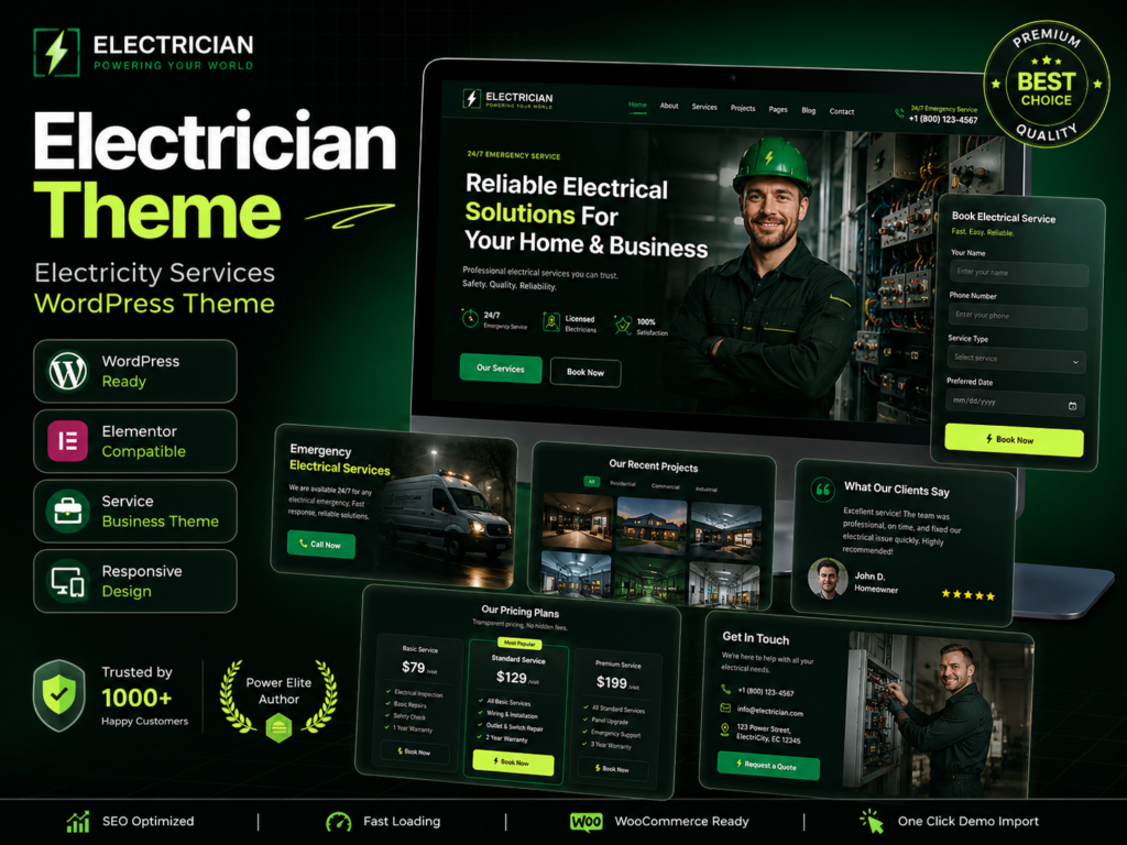 Electrician Theme – Electricity Services WordPress Theme