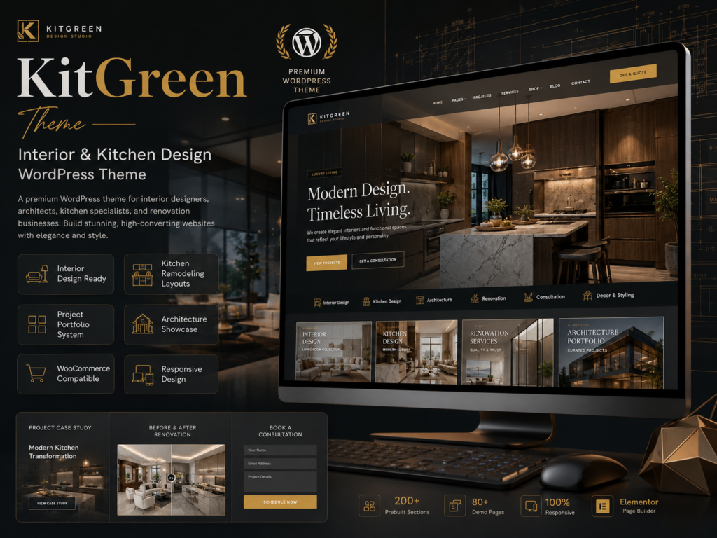 KitGreen Theme – Interior & Kitchen Design WordPress Theme