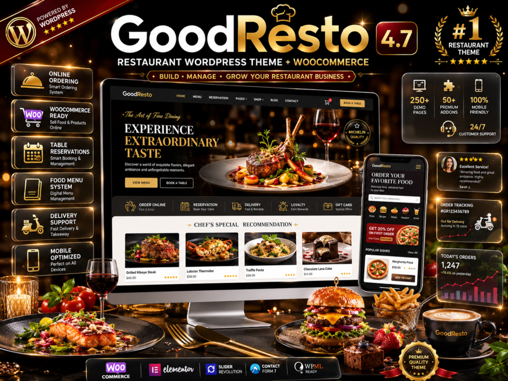 GoodResto Theme 4.7 – Restaurant WordPress Theme + WooCommerce