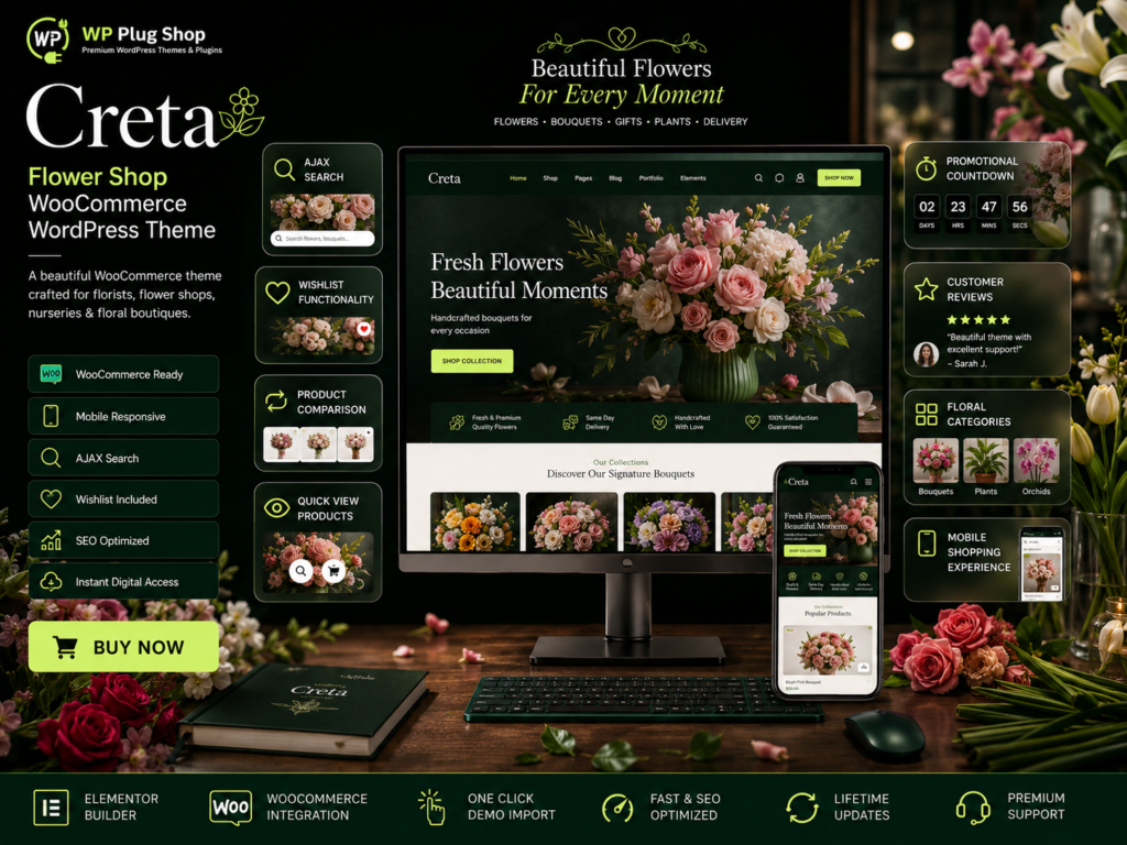 Creta – Flower Shop WooCommerce WordPress Theme