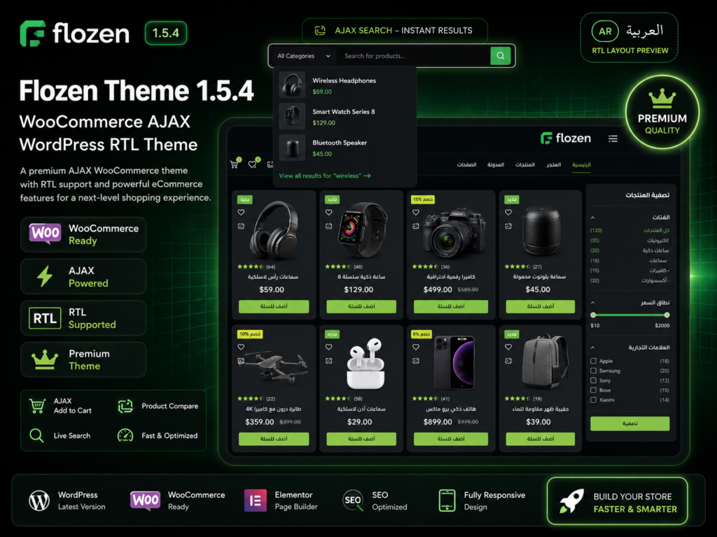 Flozen Theme 1.5.4 – WooCommerce AJAX WordPress RTL Theme for High-Converting Online Stores