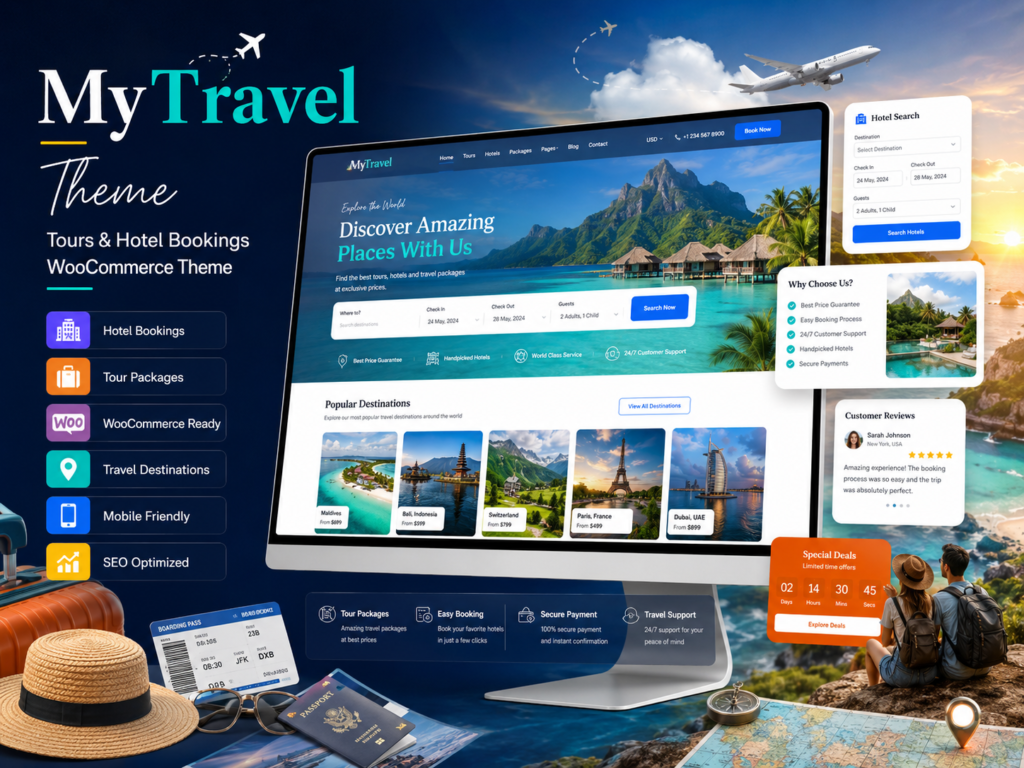 MyTravel Theme – Tours & Hotel Bookings WooCommerce Theme