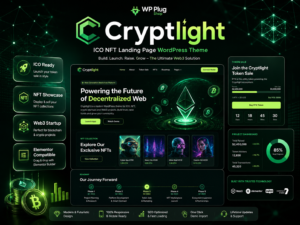 Cryptlight – ICO NFT Landing Page WordPress Theme for Crypto & Web3 Startups