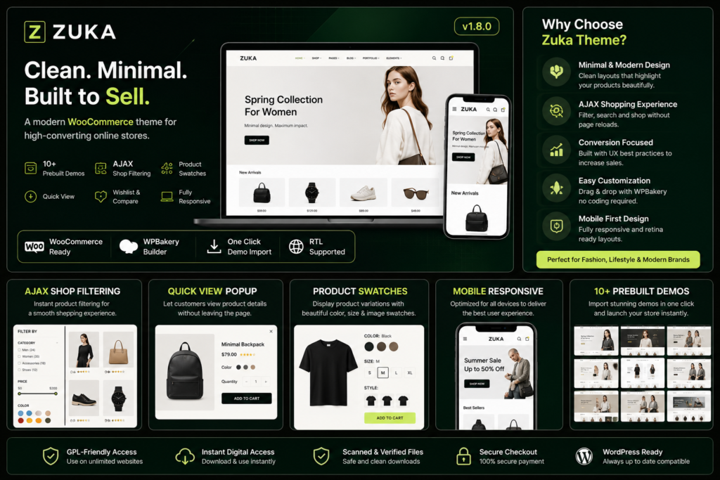 Zuka Theme – Clean Minimal WooCommerce WordPress Theme 1.8.0