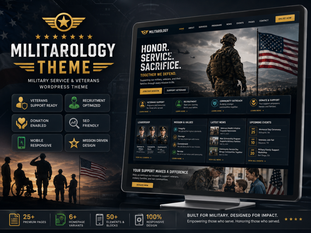 Militarology Theme – Military Service & Veterans WordPress Theme