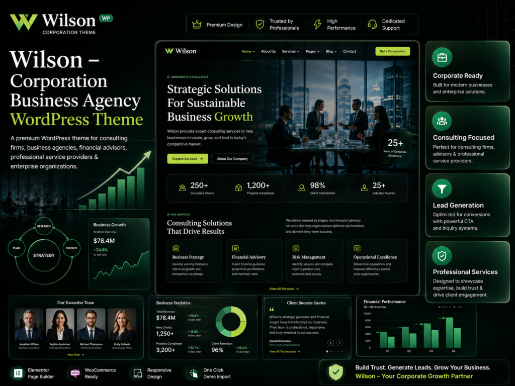 Wilson – Corporation Business Agency WordPress Theme for Corporate & Consulting Firms