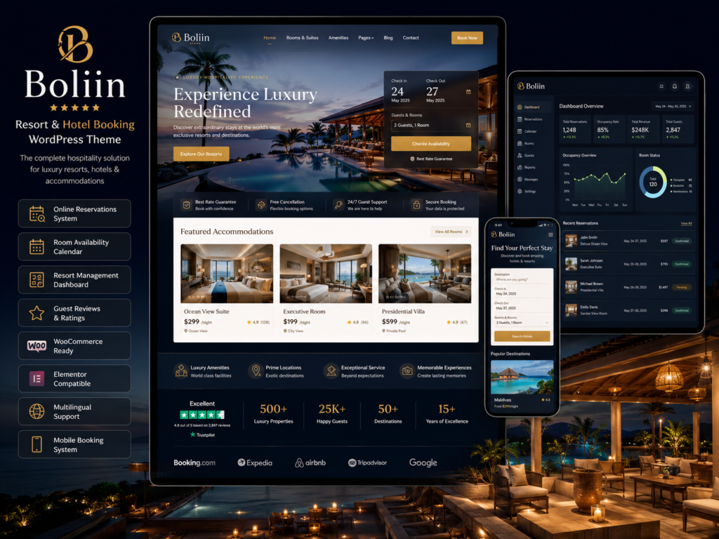 Boliin Theme – Resort & Hotel Booking WordPress Theme 1.1.7