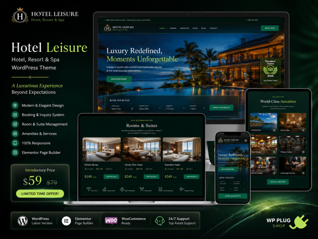 Hotel Leisure – Hotel, Resort & Spa WordPress Theme for Booking Websites