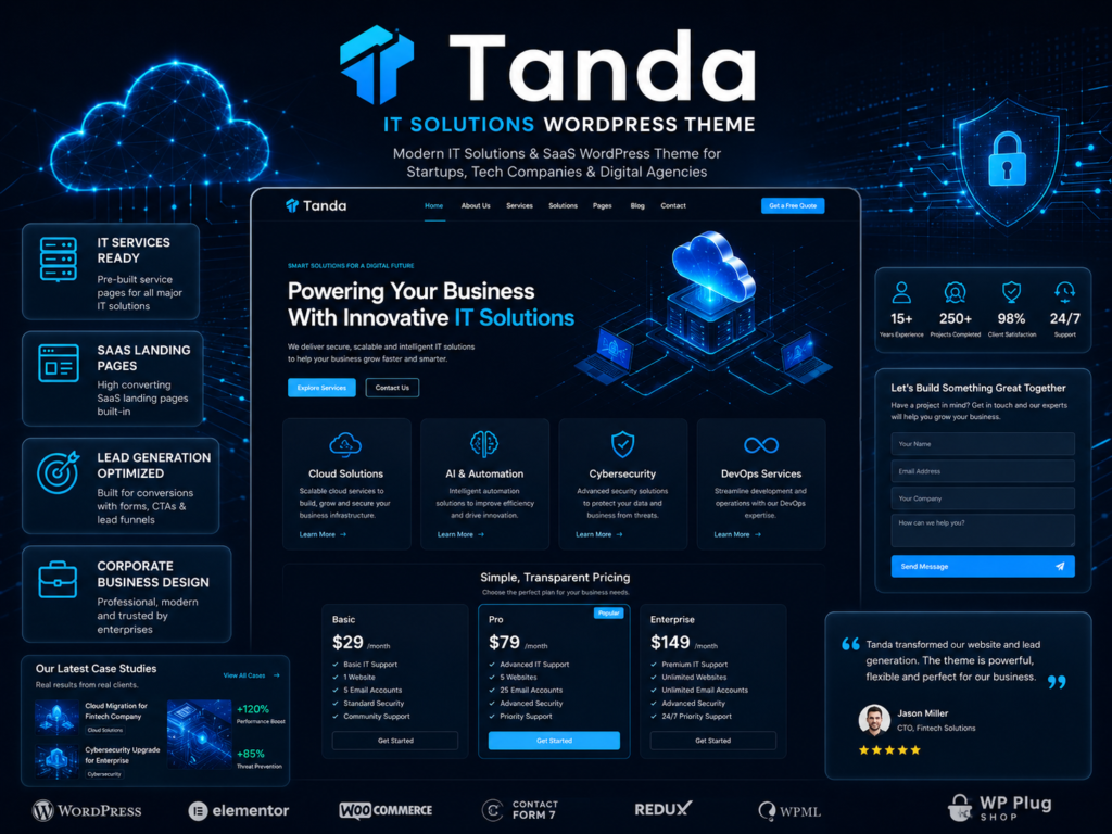 Tanda – IT Solutions & SaaS WordPress Theme for Tech Companies