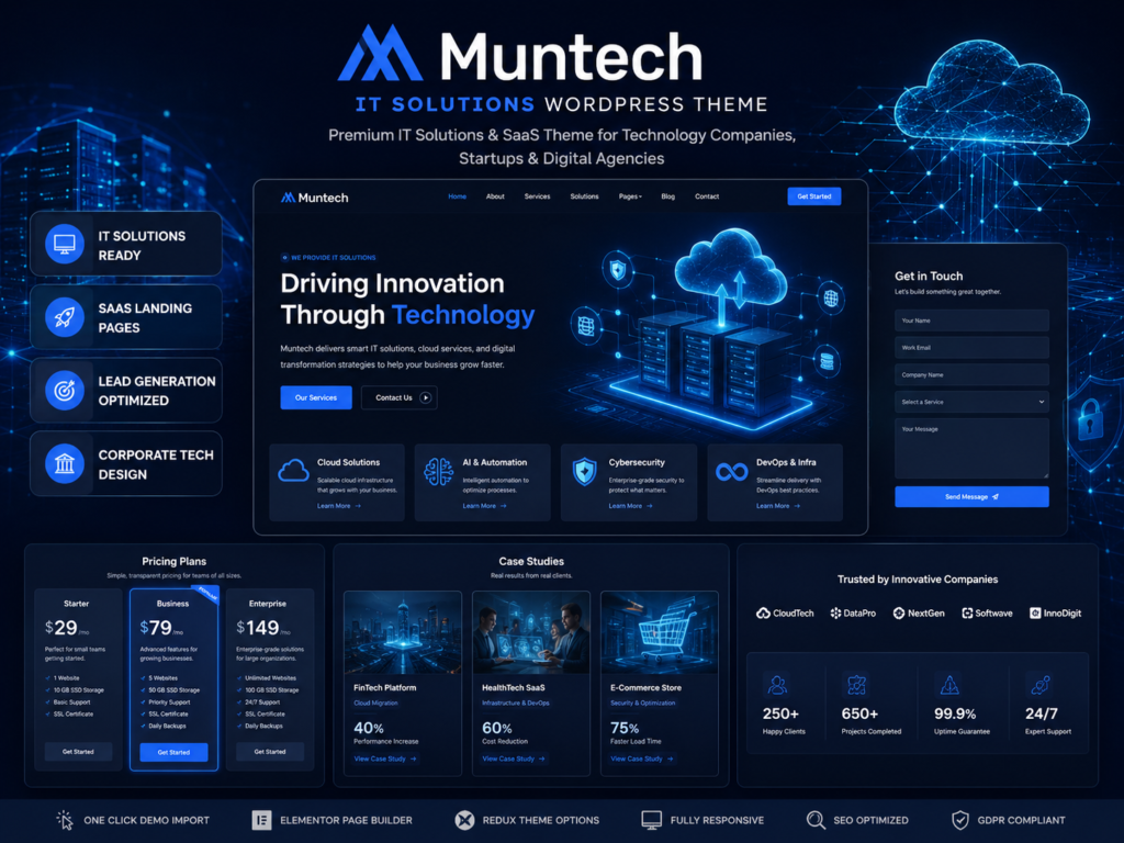 Muntech – IT Solutions & Technology WordPress Theme for Modern Businesses