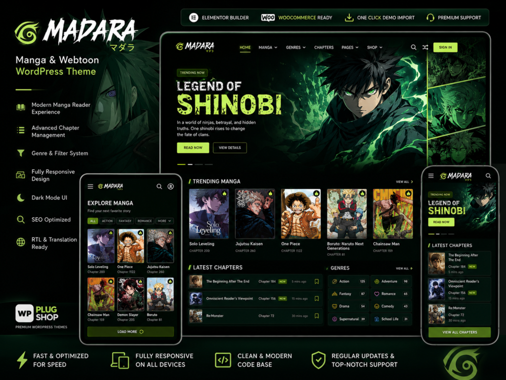 Madara – Manga & Webtoon WordPress Theme for Comic Reading Websites