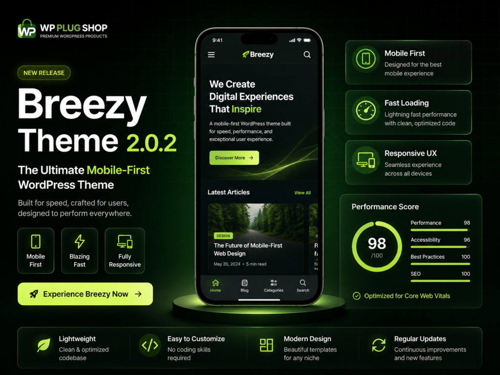 Breezy Mobile Theme 2.0.2 – Lightweight Mobile-First WordPress Theme for Fast Responsive UX & SEO Performance
