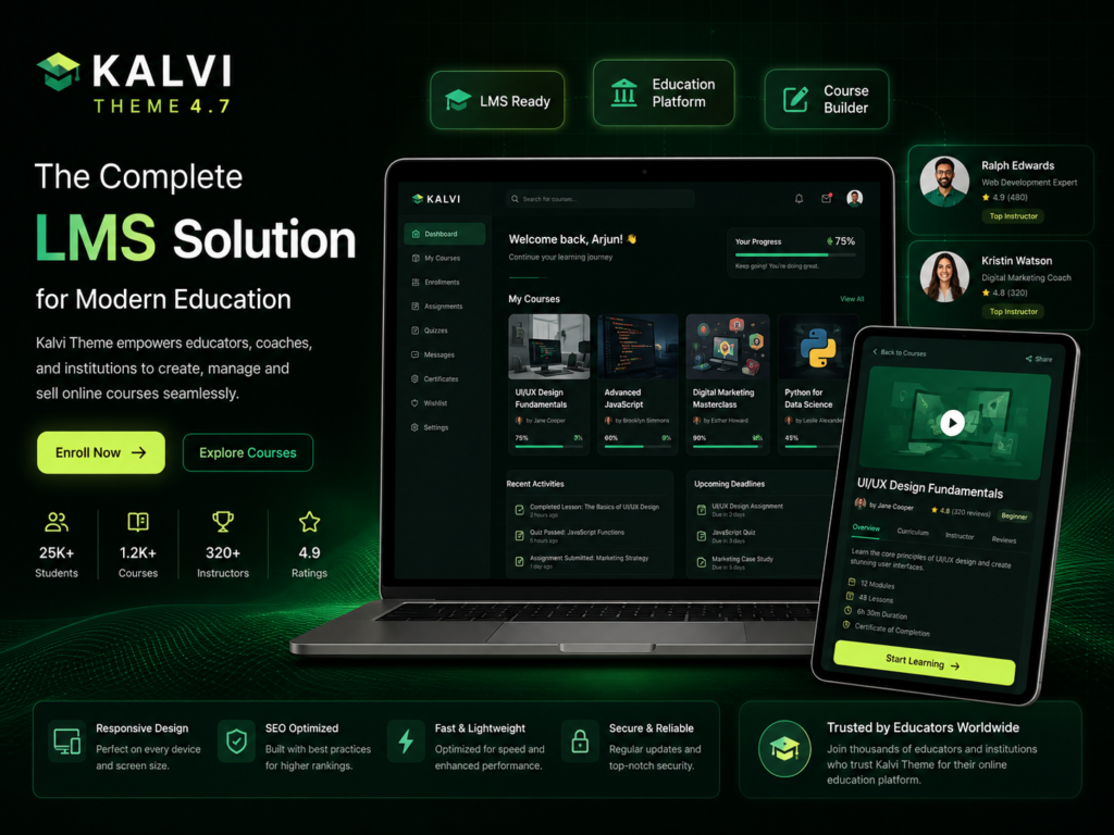 Kalvi Theme 4.7 – LMS Education WordPress Theme for Online Courses, Coaching & eLearning Platforms