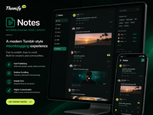 Themify Notes WordPress Theme for Tumblr Style Microblogging & Feed Blogging