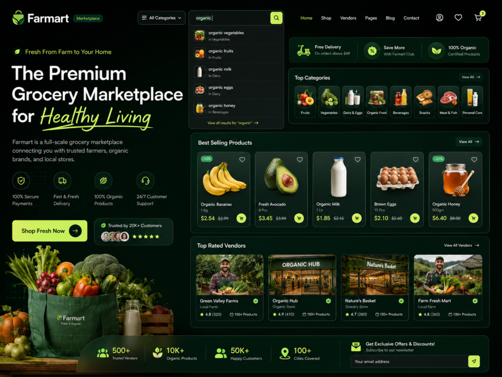 Farmart Grocery Marketplace WordPress Theme – WooCommerce Organic Supermarket & Multi Vendor Platform