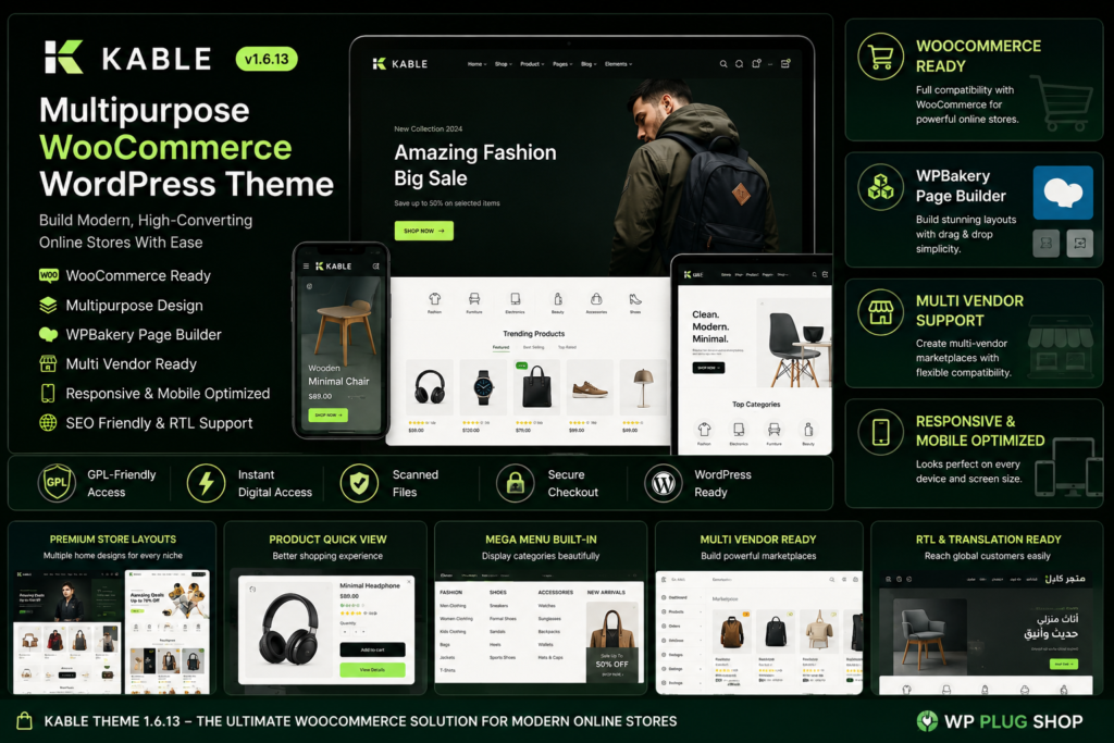 Kable Theme 1.6.13 – Multipurpose WooCommerce WordPress Theme
