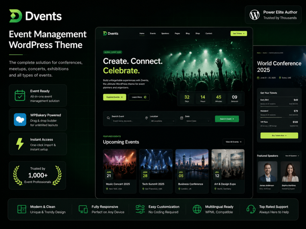 Dvents – Event Management & Booking WordPress Theme for Agencies, Weddings & Corporate Events