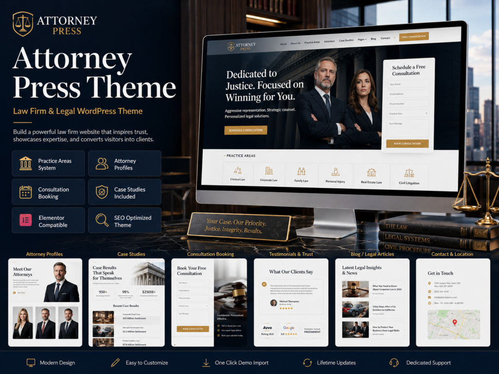 Attorney Press Theme – Lawyer WordPress Theme for Law Firms & Attorneys