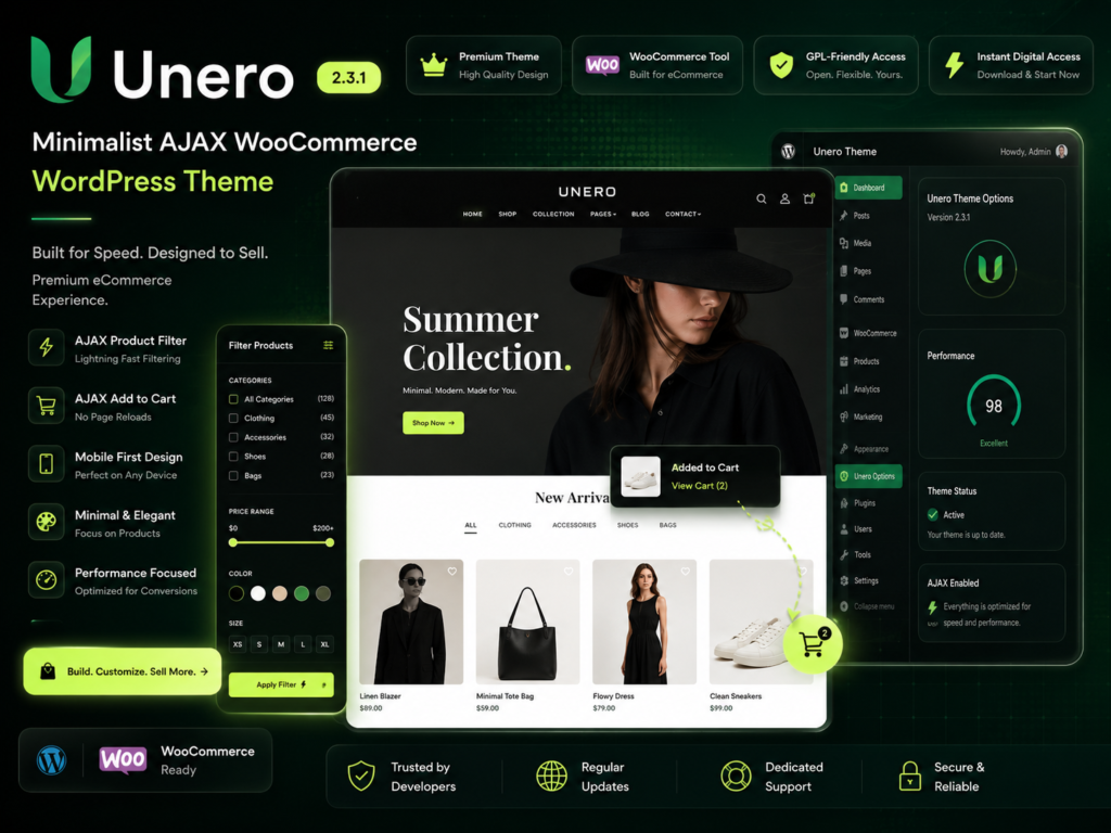 Unero Theme 2.3.1 – Minimalist AJAX WooCommerce WordPress Theme for Fast eCommerce Stores