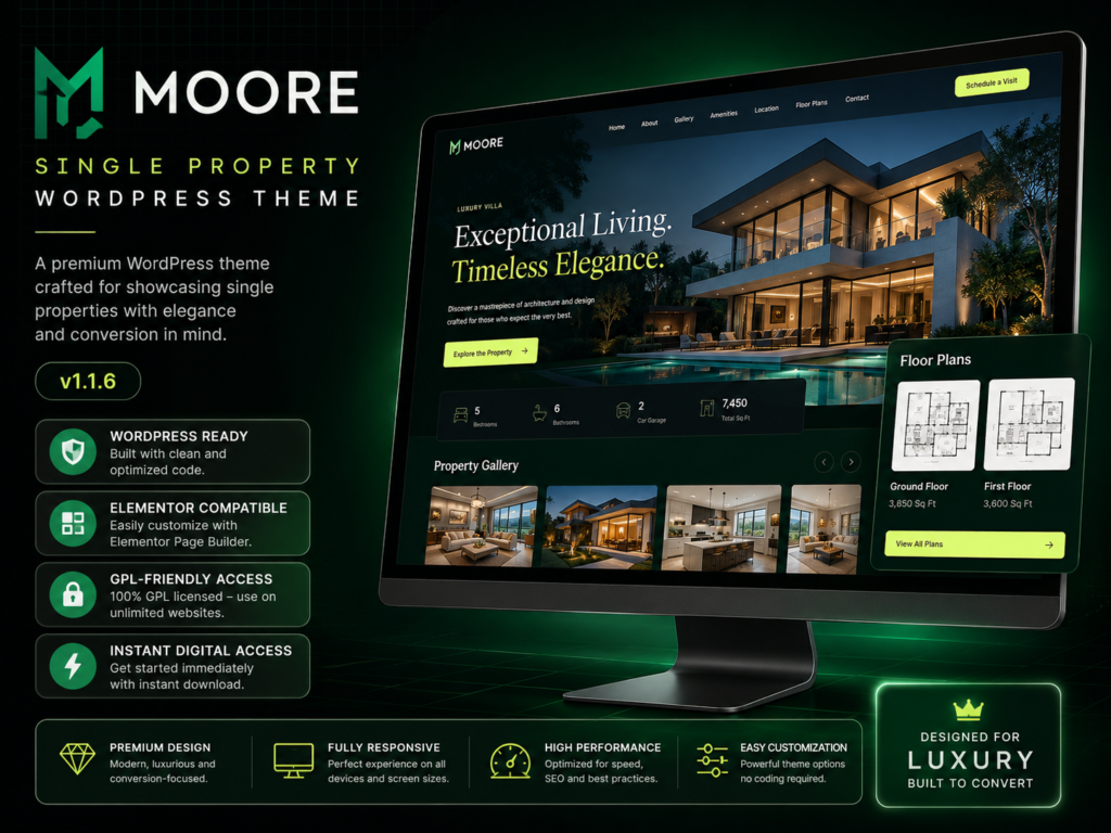 Moore Theme – Single Property WordPress Theme v1.1.6