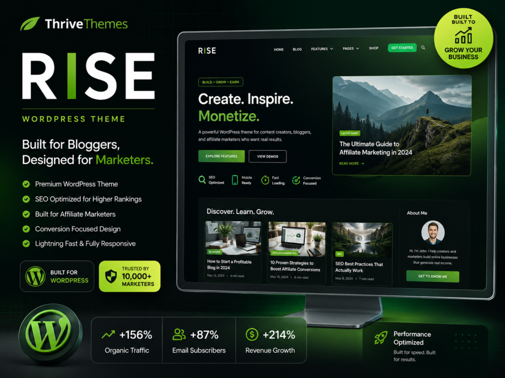 Thrive Themes Rise – Conversion-Focused WordPress Theme for Bloggers & Affiliate Marketers