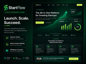 StartFlow Responsive Multipurpose WordPress Theme for Startups, SaaS & WooCommerce