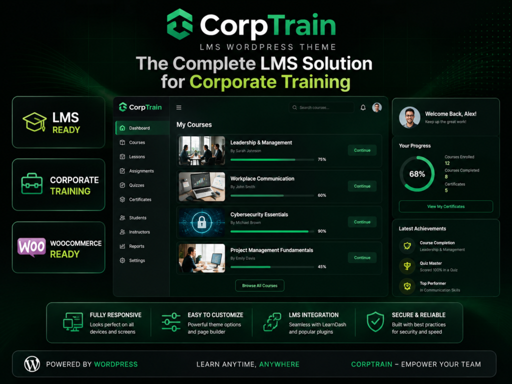 CorpTrain Corporate Training WordPress Theme with LMS & Online Courses