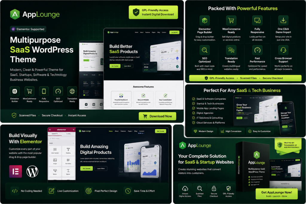 AppLounge – Multipurpose SaaS WordPress Theme for Elementor & WooCommerce