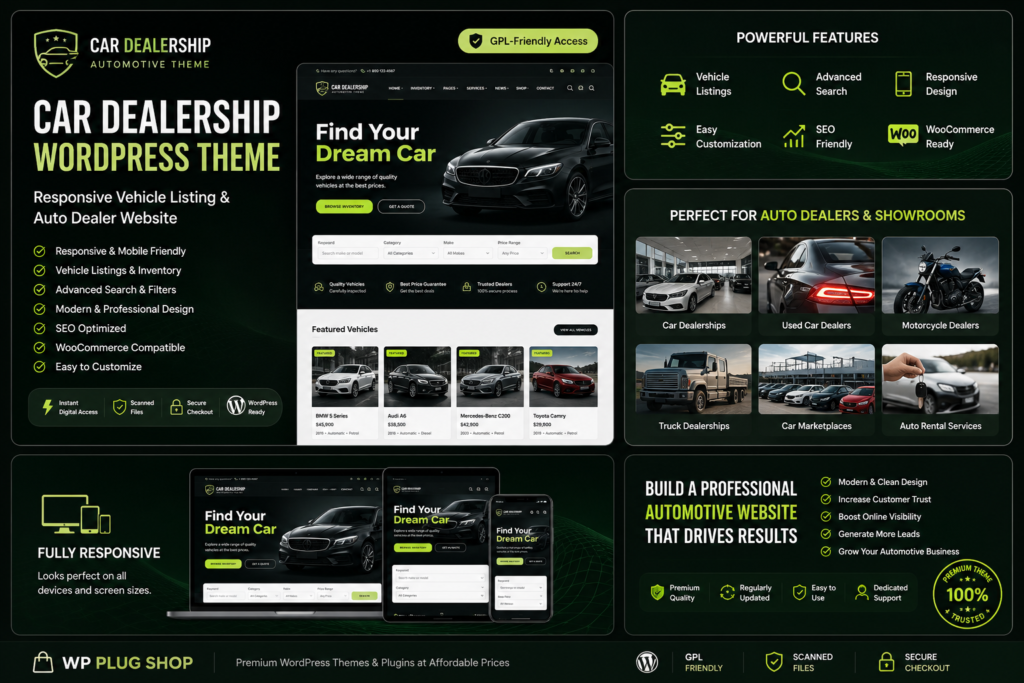 Car Dealership Automotive WordPress Theme – Responsive Vehicle Listing & Auto Dealer Website
