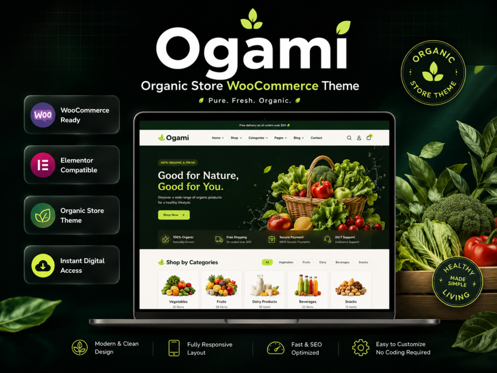 Ogami – Organic Store & Grocery WooCommerce WordPress Theme (Elementor Ready)