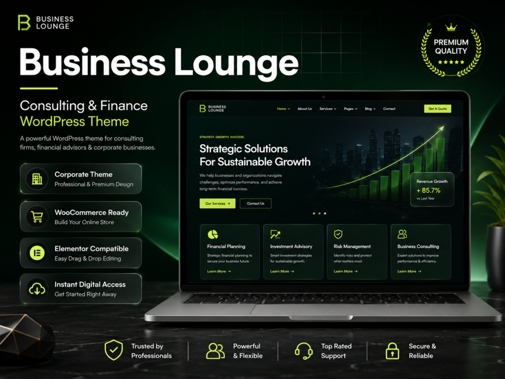 Business Lounge – Multi-Purpose Consulting & Finance WordPress Theme (Corporate & Professional Services)