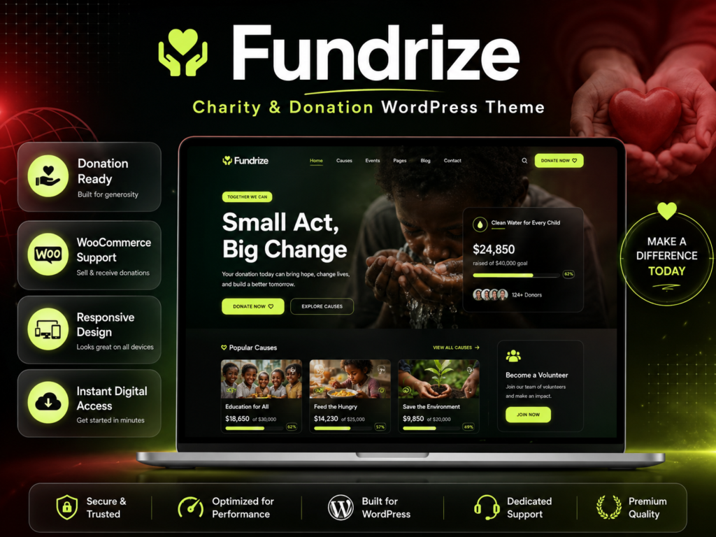 Fundrize – Donation & Charity WordPress Theme (Nonprofit, NGO & Fundraising Platform)