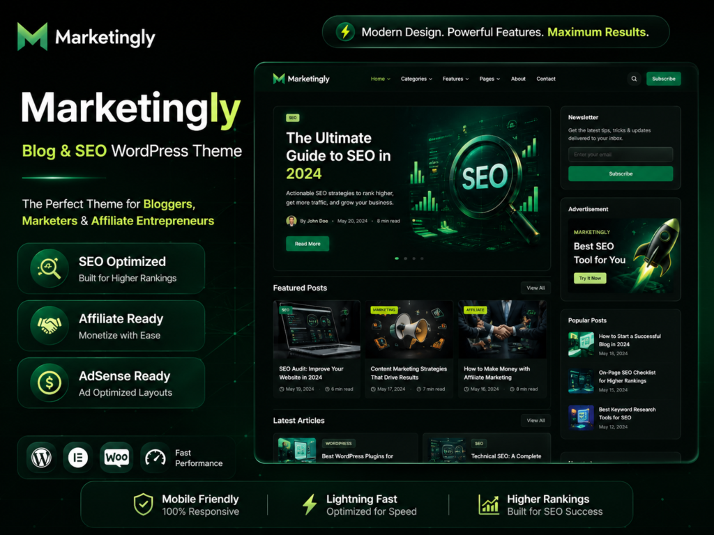 Marketingly – SEO & Affiliate Marketing WordPress Theme (Blog, Magazine & AdSense Ready)
