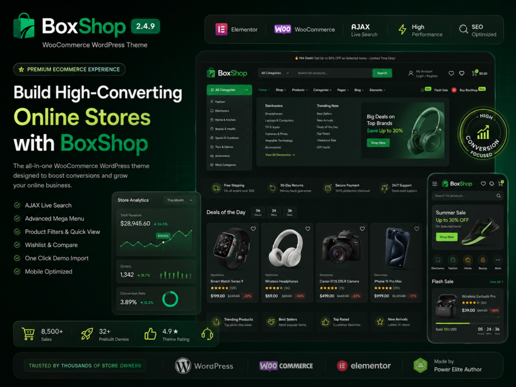 BoxShop Responsive WooCommerce WordPress Theme 2.4.9 – Multi-Purpose eCommerce Store Builder