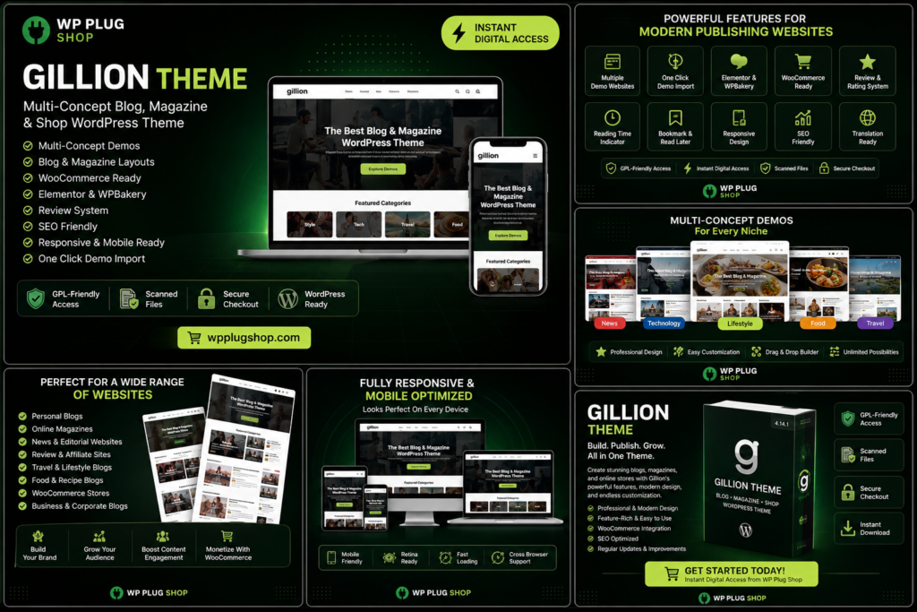 Gillion Theme 4.14.1 – Multi-Concept Blog Magazine & Shop WordPress Theme