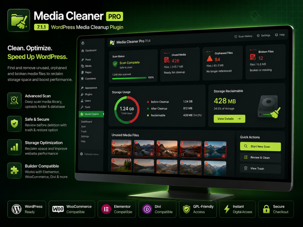 Media Cleaner Pro 7.1.1 – WordPress Media Library Cleanup & Storage Optimization Plugin