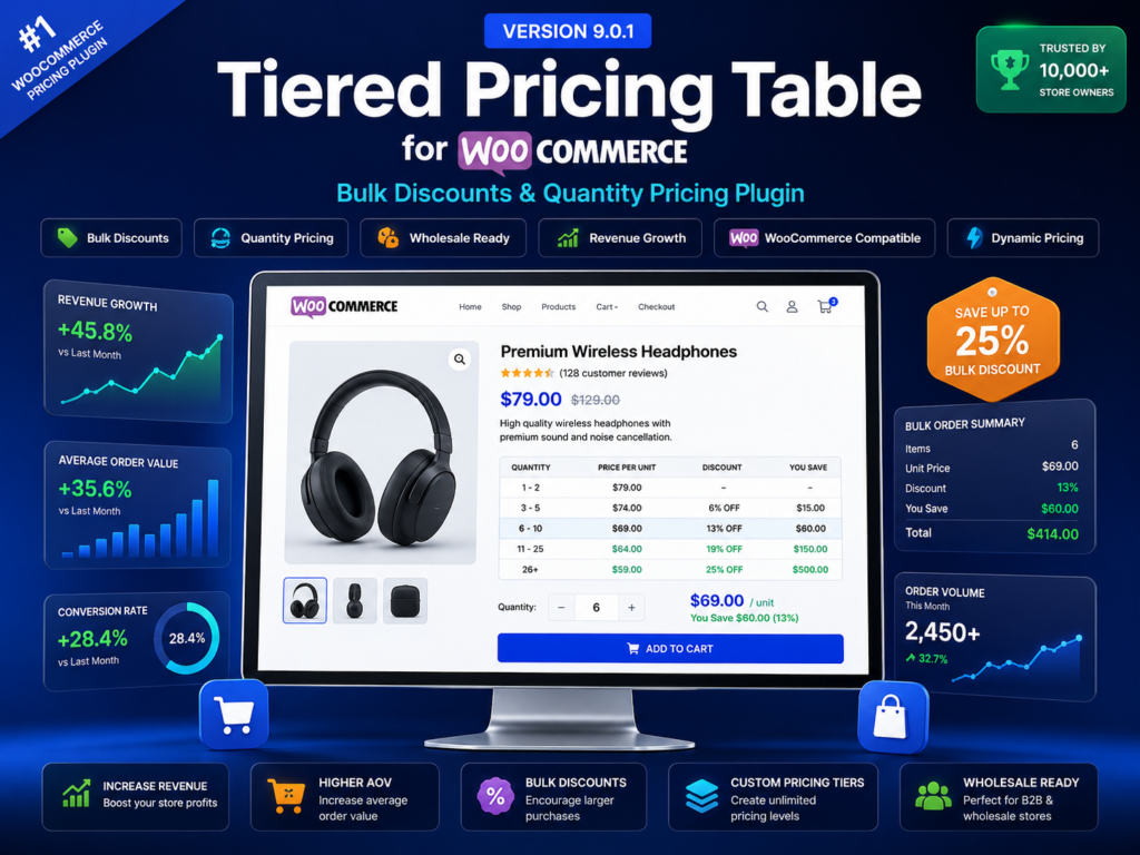 Tiered Pricing Table for WooCommerce 9.0.1 – Quantity Discounts, Bulk Pricing & Wholesale Pricing Plugin