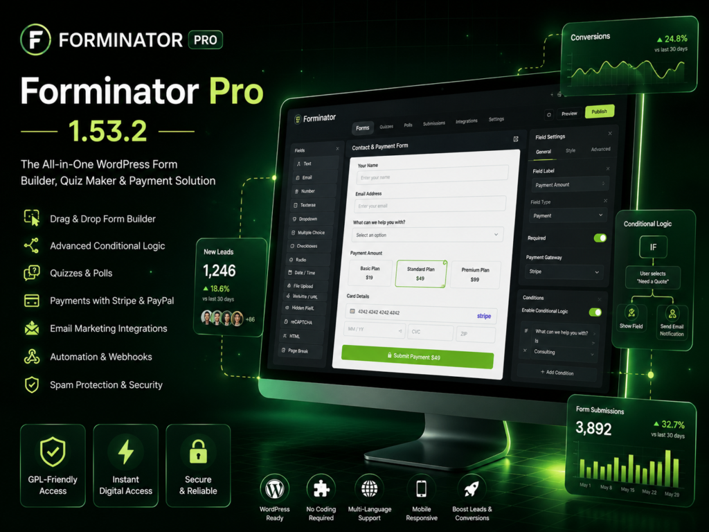 Forminator Pro 1.53.2 – Advanced WordPress Form, Quiz & Payment Builder Plugin