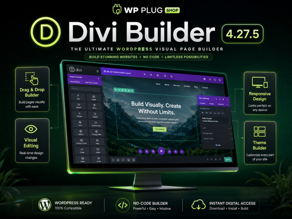 Divi Builder 4.27.5 WordPress Visual Page Builder Plugin – Drag & Drop Website Design Tool